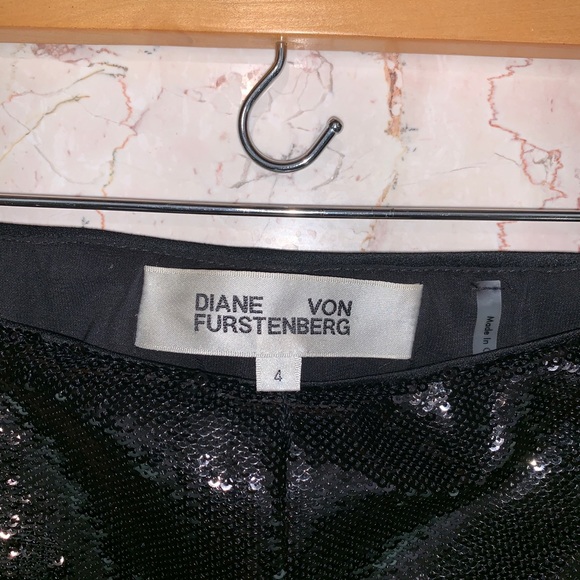 DVF Black Sequined Skinny Pants - Picture 13 of 14